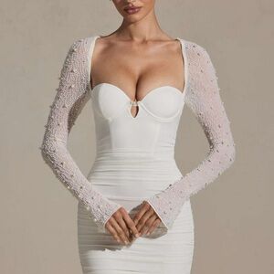 ✨ Oh Polly White Embellished Long Sleeve Mini Dress | UK 8 / US 4 ✨